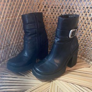 Vintage Early 2000s Chunky Black Ankle Boots